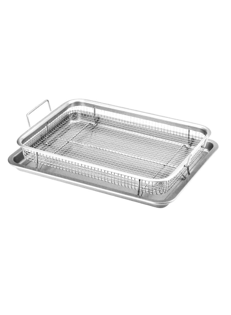 Reko Stainless Steel Air Fryer Basket for Oven, Crisper Tray and Basket 13 x 8.6 Inch, Oven Air Fry Pan Mesh Basket Set - Image 1