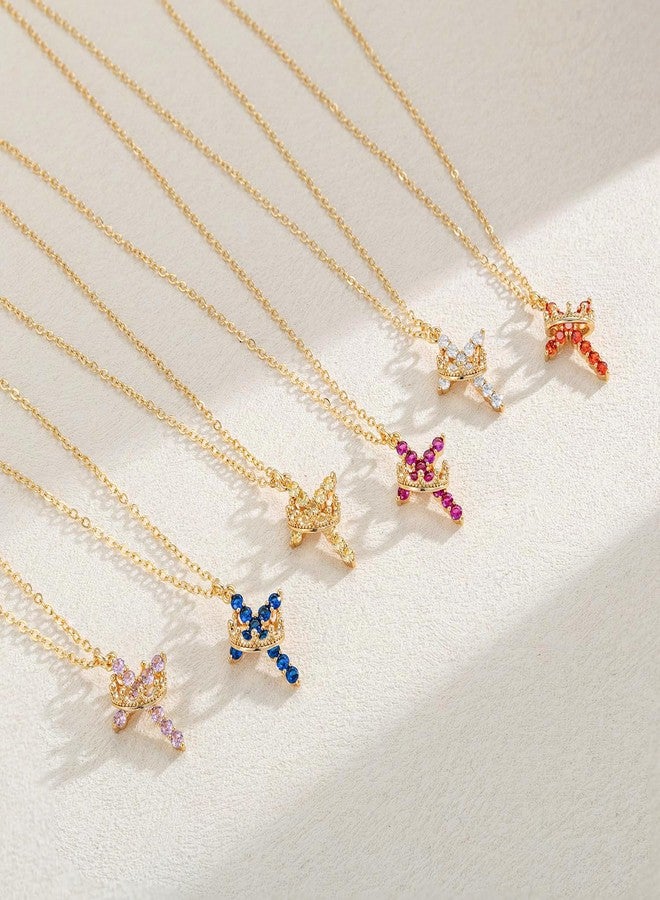 Robaice Upgraded Crown Cross Necklace for Women,14K Gold Plated & Silver Plated Crown Cross Pendant Necklace Diamond Cross Necklaces Faith Cross Jewelry First Communion Gifts, 12-Color Birthstone Necklaces - Image 5