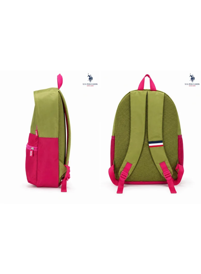 U.S. Polo Assn. U.S. Polo Assn. Classic Olive Berry Heritage Colourblock Backpack for School and Office MultiCompartment Bag for Campus