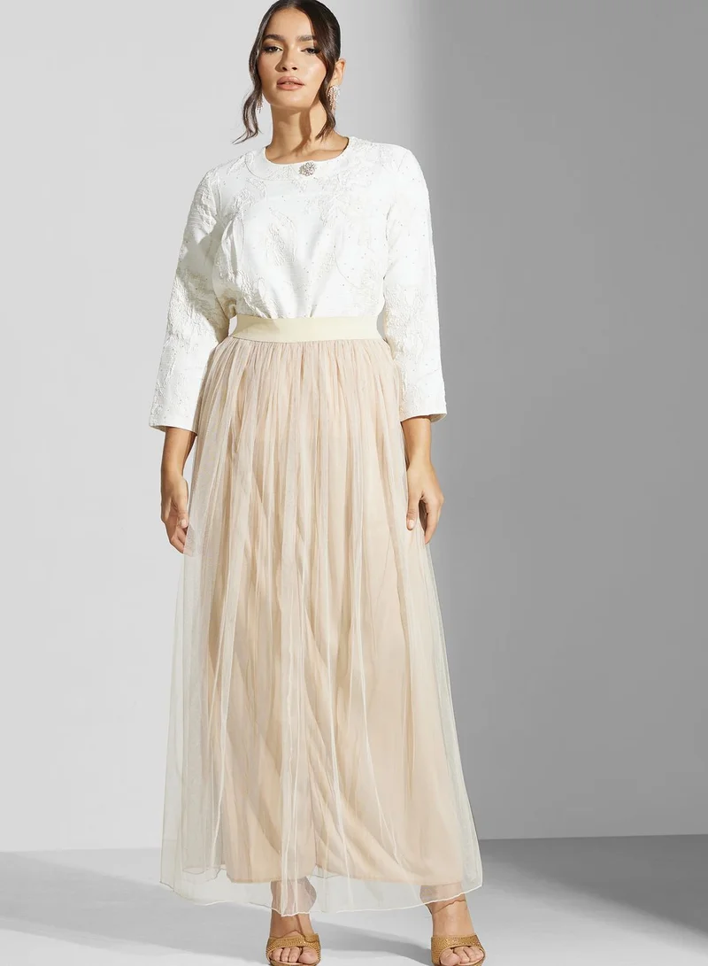 Golden Apple Plisse Mesh High Waist Skirt