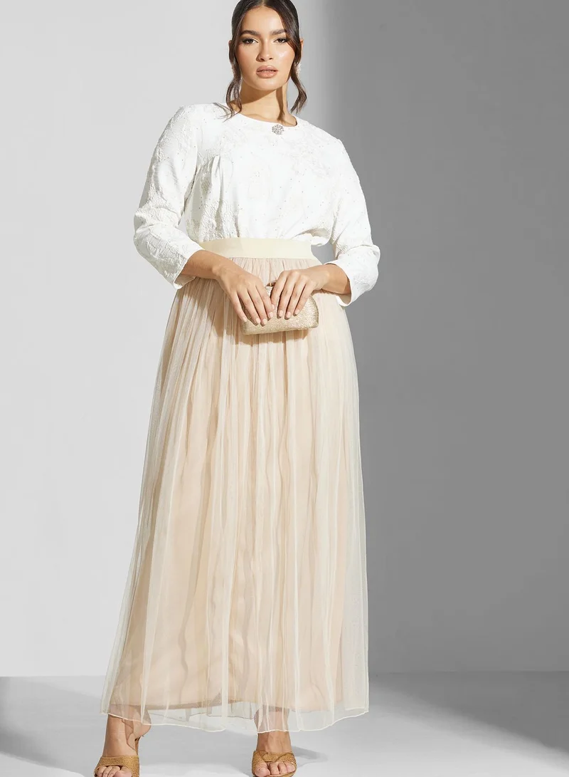 Golden Apple Plisse Mesh High Waist Skirt
