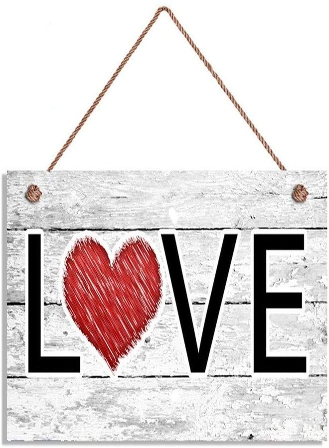 WEIMEILD Heart Love Wood Signs Door Hanging Wooden Plaque Plank Wall Art for Home Decor 12x6inches(hjd136)
