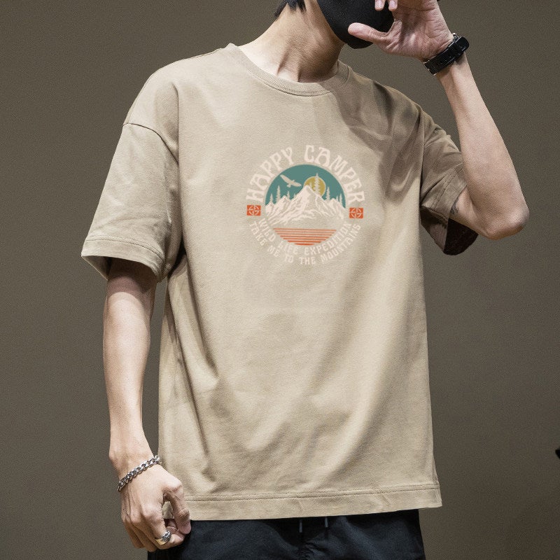 2025 American heavyweight men's short-sleeved T-shirt cotton high-end summer new men's loose plus-size half-sleeved T-shirt - Image 2