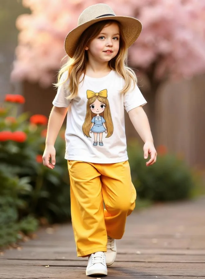 تايك تو مجموعة من بنطال وتيشيرت بطبعة جرافيك