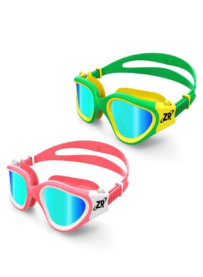 ZIONOR ZIONOR Kids Swim Goggles, 2 Packs G1MINI Polarized Swimming Goggles for Girls and Boys, UV Protection Anti-Fog for Child and Youth （GoldLens+GoldLens）  - Image 1
