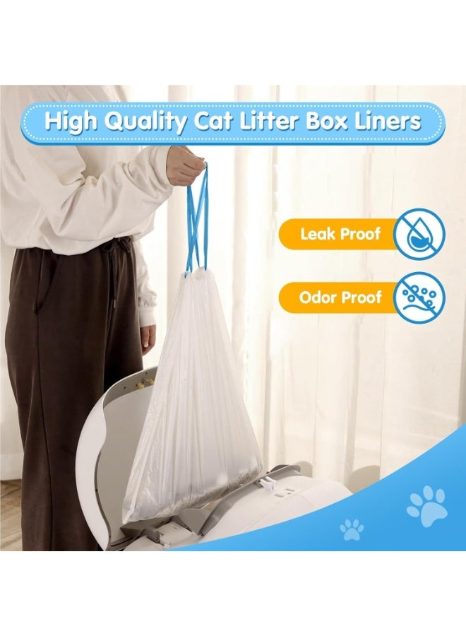 Wownect Self-Cleaning Cat Litter Box, Drawstring Cat Litter Box Liners, 4 Rolls Waste Drawer Liners Bags Replacement Compatible with Self-Cleaning Litter Box Robot Cat Litter Waste Receptacles Bags - Image 5