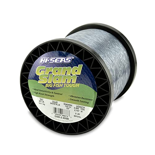 Hi-Seas Grand Slam Monofilament Line, 40 lb / 18.1 kg Test, .024 in / 0.60 mm Dia, Smoke Blue, 2960 yd / 2707 m - Image 1