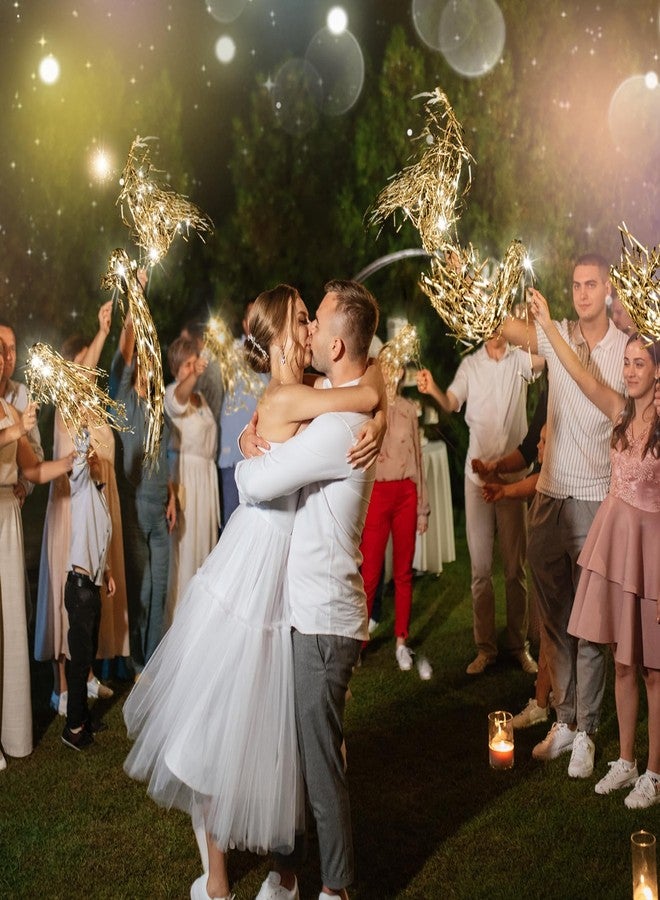 Simgoing 48 Pcs Lighted Wedding Wands LED Tinsel Wands Streamers Wedding Sparklers Send Off Light Sticks for Reception Birthday Exits Baby Shower Concert Christmas Party Favors(Champagne) - Image 4