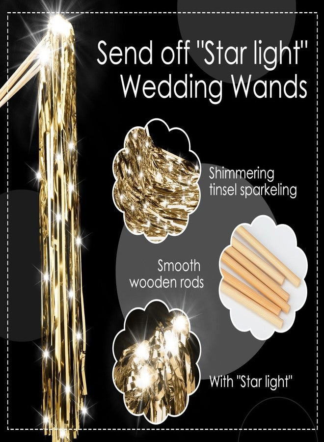 Simgoing 48 Pcs Lighted Wedding Wands LED Tinsel Wands Streamers Wedding Sparklers Send Off Light Sticks for Reception Birthday Exits Baby Shower Concert Christmas Party Favors(Champagne) - Image 2
