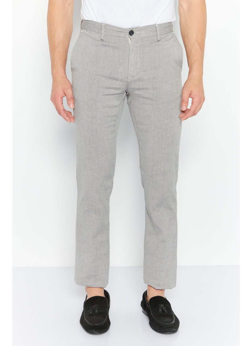 TRUSSARDI JEANS Men Regular Fit Plain Chino Pants, Grey  - Image 1