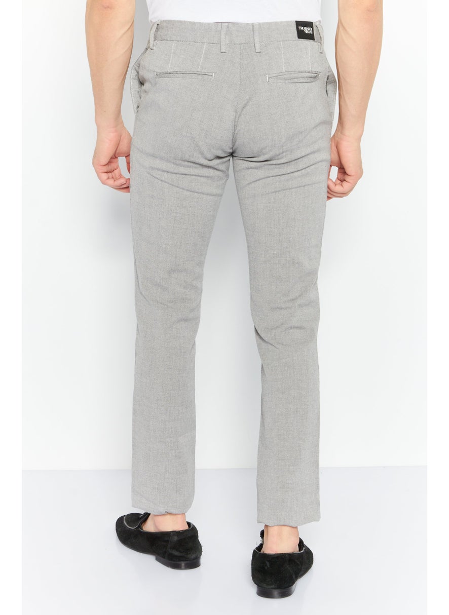 TRUSSARDI JEANS Men Regular Fit Plain Chino Pants, Grey  - Image 4