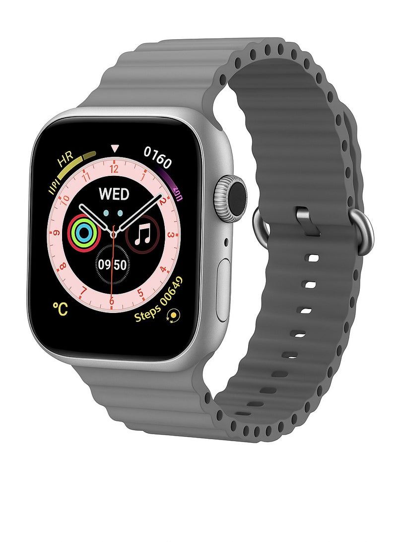Smart Watch for Girls, Boys, Teens, Men & Women with Health Monitor, Fitness Tracker, Call & App Notifications (Silver Dial & Gray Strap)  - Image 1