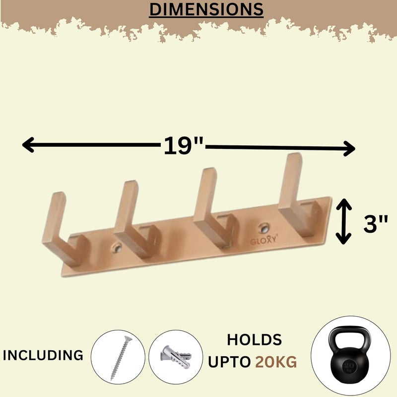 GLOXY GLOXY Stainless Steel Bathroom Accessories 4 Hooks Plate Wall Mounting Door Back Hanger Pins for Hanging Cloth Set Shirt Bar Towel Rack Robe Key 4 Pin khuttiRose Gold Pack of 3 - Image 2