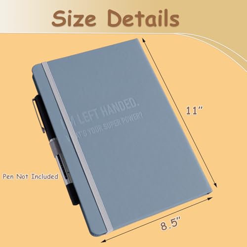 Urby Left Handed Journal w. Leather Cover. The Lefty Stuff Series. College Ruled Left Handed Notebooks, 200 Pages, 80GSM Premium Paper. US Letter Size. 11x8.5in. Steel Grey - Image 2