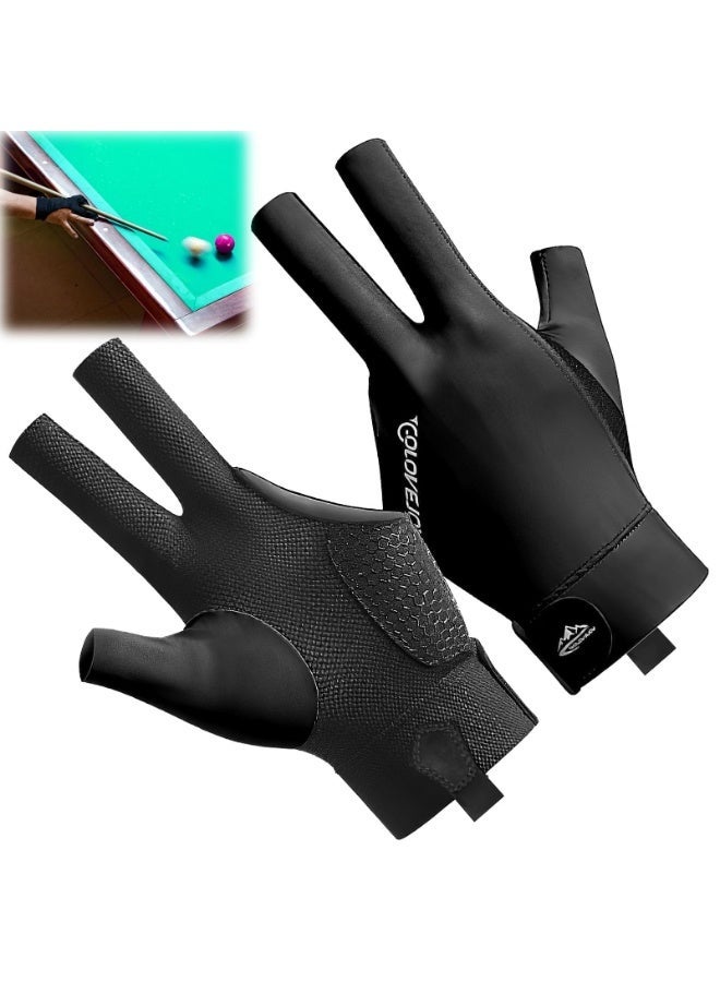 Billiards Glove 3 Finger for Left Hand, Durable Billiard Pool Glove Professional Quick-Dry Breathable, Shooters Snooker Cue Sport Glove Popular Sizes for Men & Women（Grey） - Image 1