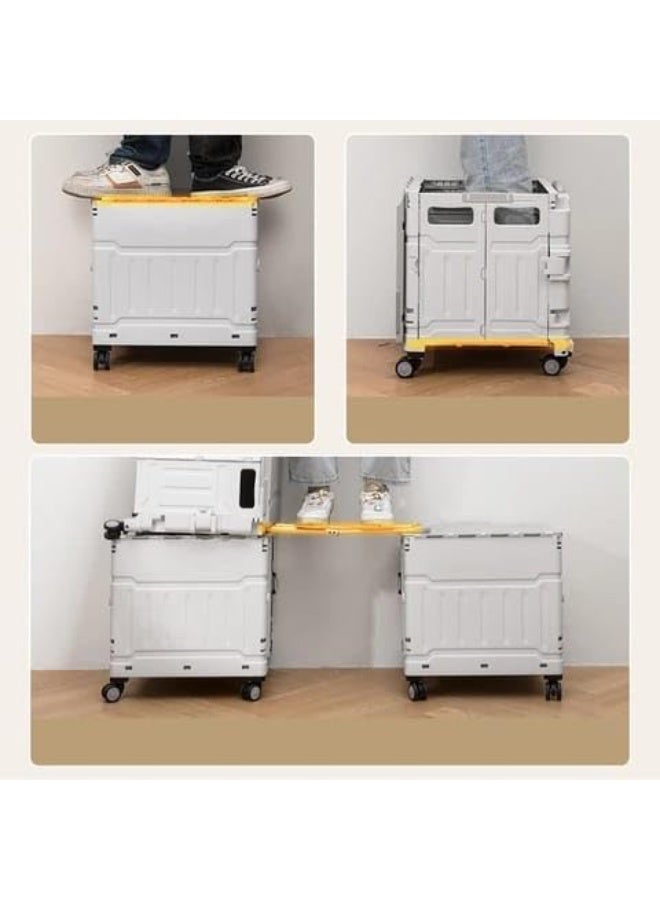 DUNISO Folding Shopping Cart, Portable Small Multifunctional Shopping Cart With Four Wheels And Lid, With Telescopic Handle, Height Adjustable, Suitable For Carrying, Shopping, Luggage, White (41.5*35*40.5 Cm) - Image 4