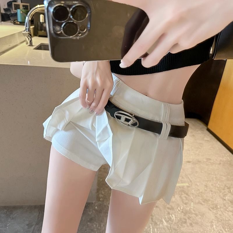 Summer White Pleated Skirt Women'S High Waist Slim-Fit Spice Girl Short Skirt Anti-Light A- Line Skirt Small Culottes - Image 3