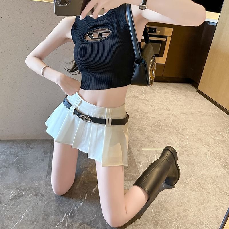 Summer White Pleated Skirt Women'S High Waist Slim-Fit Spice Girl Short Skirt Anti-Light A- Line Skirt Small Culottes - Image 5