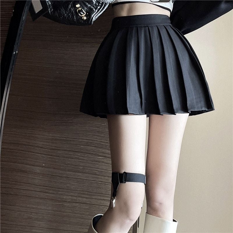 Summer White Pleated Skirt Women'S High Waist Slim-Fit Spice Girl Short Skirt Anti-Light A- Line Skirt Small Culottes - Image 1