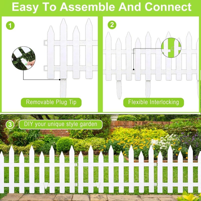 Nasmodo Garden Fence for Outdoor Plant Partition Fence for Balcony Picket Self Standing Fence for Outdoors Decorative Fence (White - 50 * 42 CM) (White, 4pcs) - Image 2