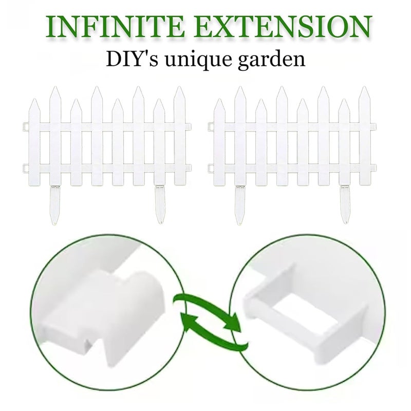 Nasmodo Garden Fence for Outdoor Plant Partition Fence for Balcony Picket Self Standing Fence for Outdoors Decorative Fence (White - 50 * 42 CM) (White, 4pcs) - Image 3