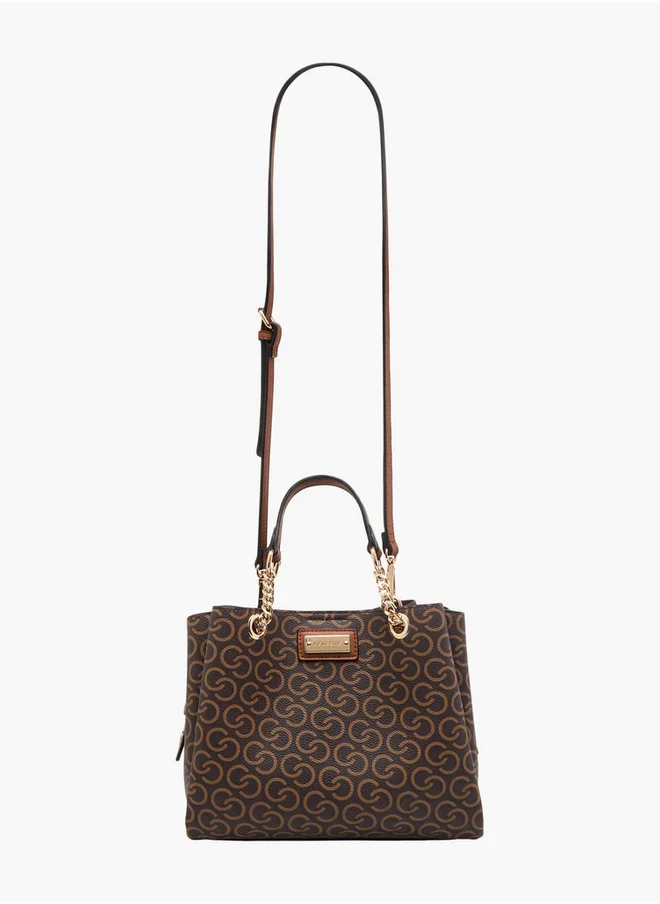 Celeste Monogram Print Tote Bag with Double Handles and Adjustable Strap