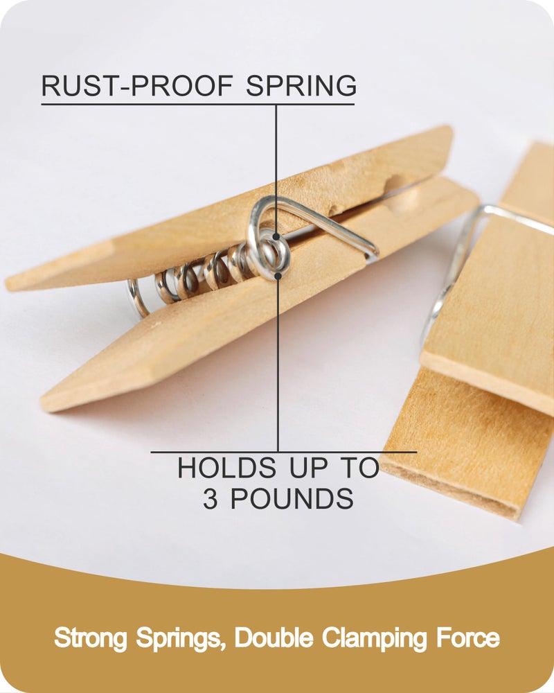 SF SOONEAT Clothes Pins, Sturdy and Heavy Duty Natural Wood Clips Wooden Clothespins for Hanging Clothes Photo Pictures Crafts Small Classroom Decorative Peg, 30 PCS - Image 3