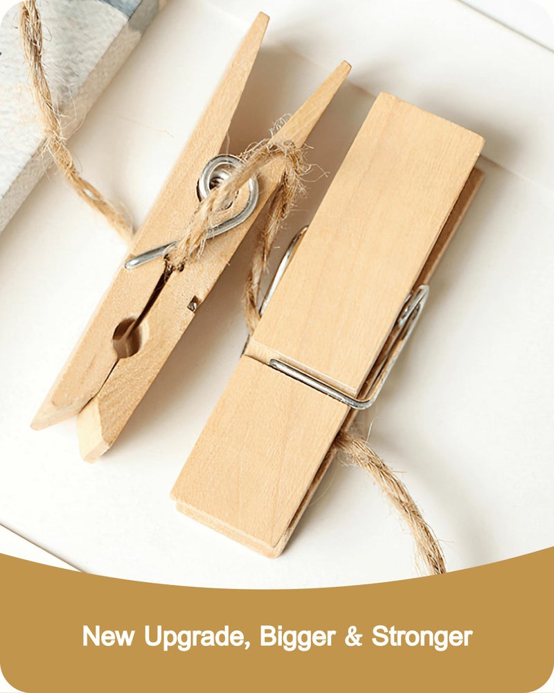 SF SOONEAT Clothes Pins, Sturdy and Heavy Duty Natural Wood Clips Wooden Clothespins for Hanging Clothes Photo Pictures Crafts Small Classroom Decorative Peg, 30 PCS - Image 2
