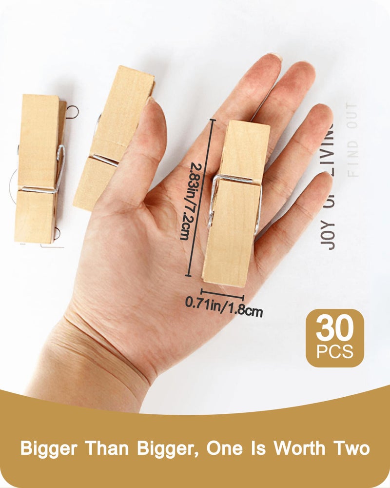 SF SOONEAT Clothes Pins, Sturdy and Heavy Duty Natural Wood Clips Wooden Clothespins for Hanging Clothes Photo Pictures Crafts Small Classroom Decorative Peg, 30 PCS - Image 4
