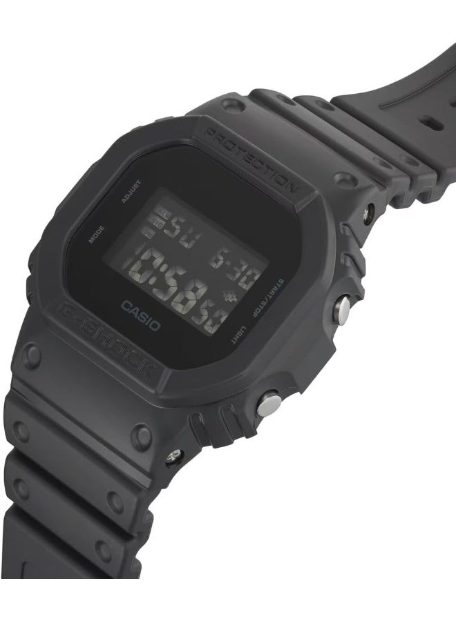 Casio DW5600UBB-1DR G-Shock 5600 Series Digital Resin Strap Men's Watch, Black/Black - Image 5