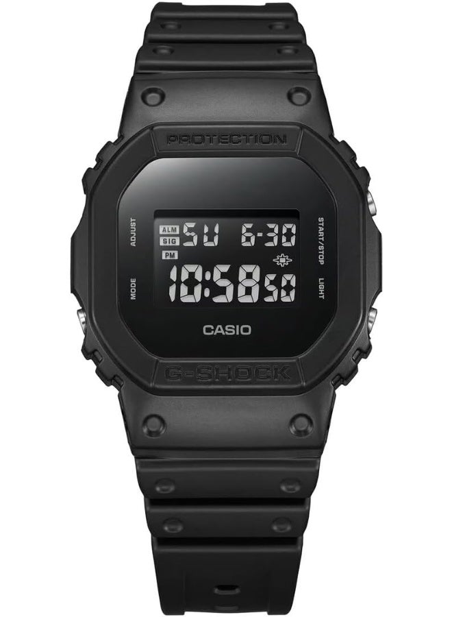 Casio DW5600UBB-1DR G-Shock 5600 Series Digital Resin Strap Men's Watch, Black/Black - Image 3