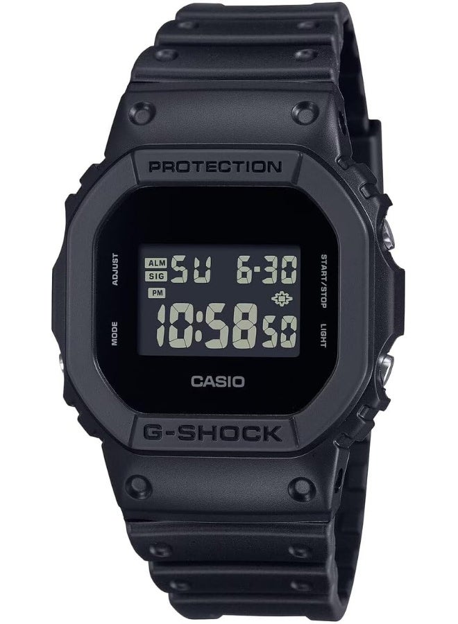 Casio DW5600UBB-1DR G-Shock 5600 Series Digital Resin Strap Men's Watch, Black/Black - Image 1