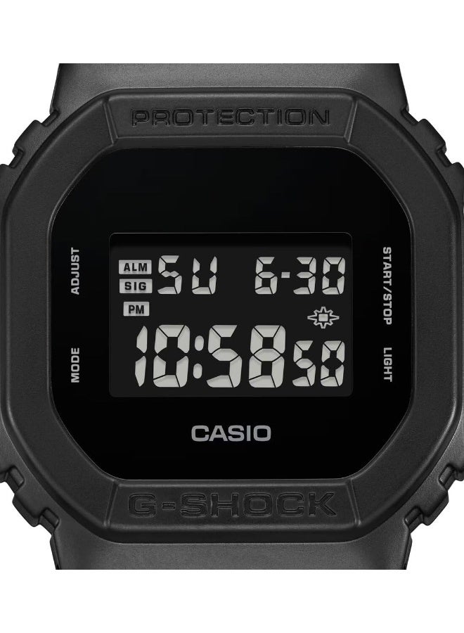 Casio DW5600UBB-1DR G-Shock 5600 Series Digital Resin Strap Men's Watch, Black/Black - Image 2