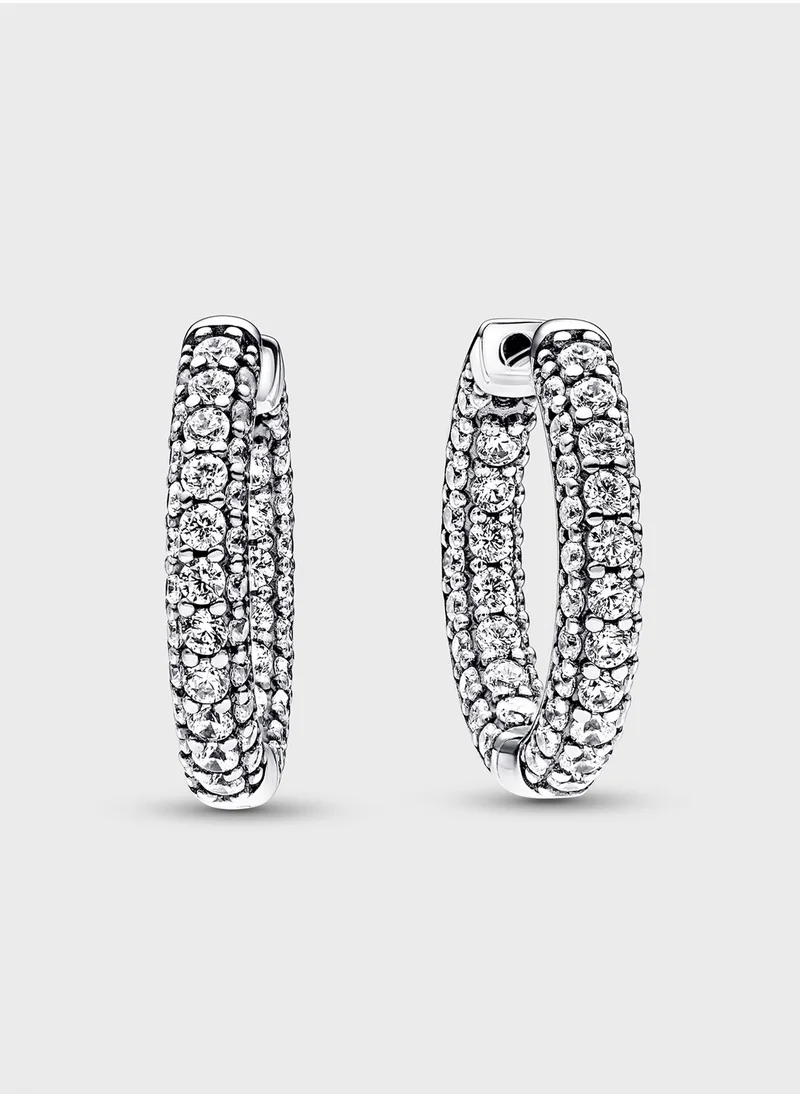 PANDORA Sterling Silver Hoop Earrings With Clear Cubic Zirconia