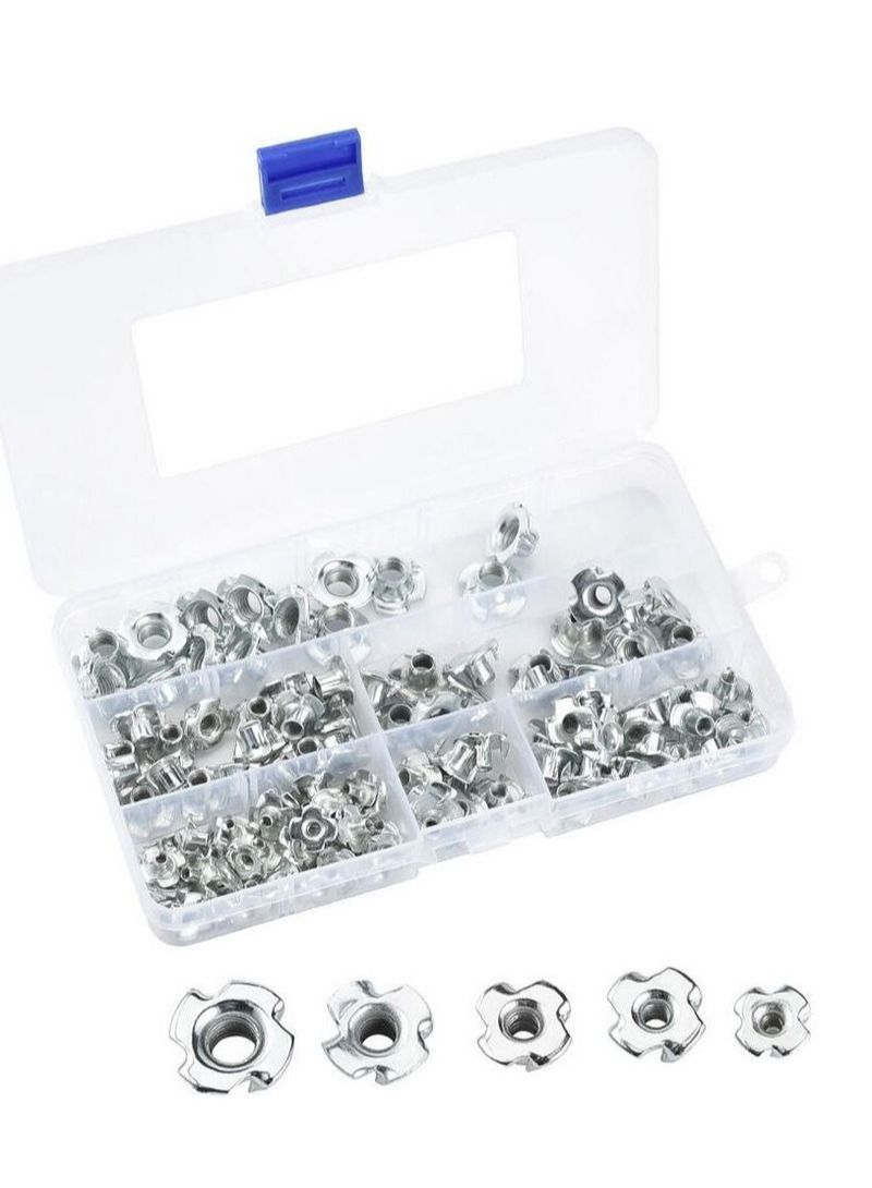 NIBEMINENT 120Pcs Furniture Four Prong Nut Set  - Image 1