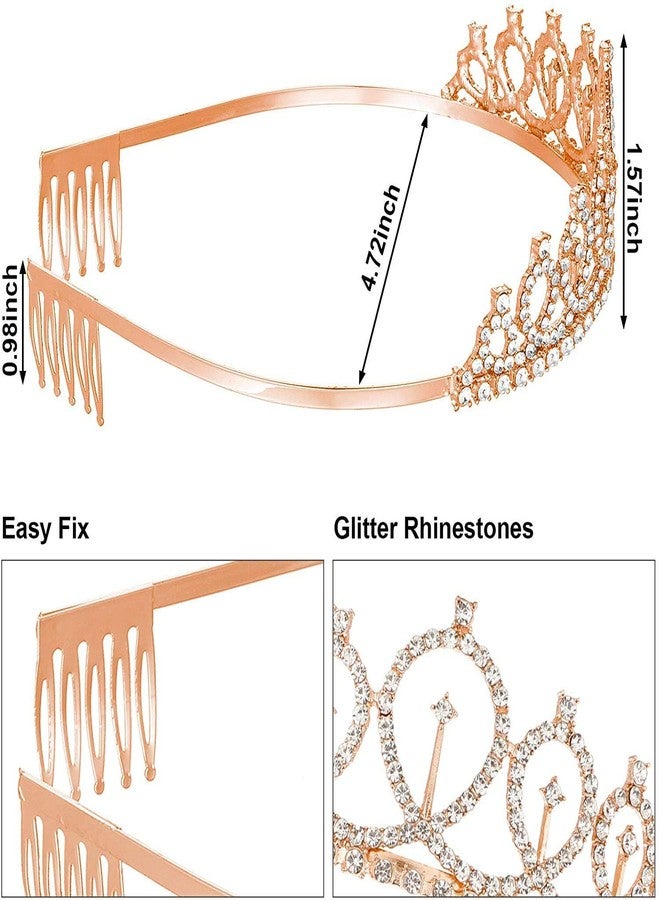 YONIMI Birthday Girl Sash And Crown - Pack of 2 Pcs Rose Gold Birthday Sash for Girls | Birthday Crowns for Girls | Crown for Women Queen - Image 3