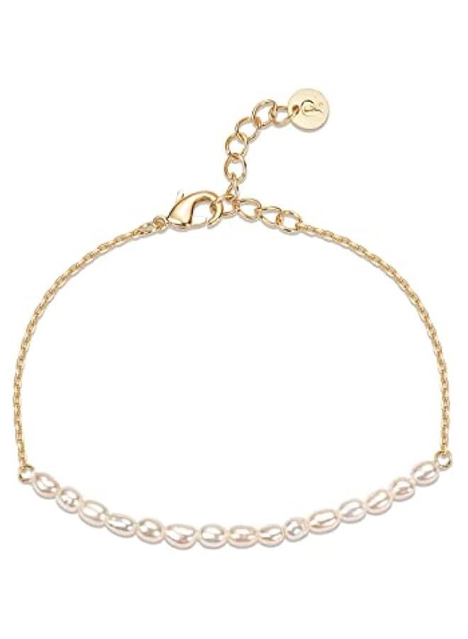 PAVOI 18K Gold Plated Beaded Freshwater Cultured Pearl Bracelet for Women | Dainty Bracelet with Pearl Beads - Image 1