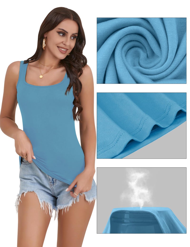 BQTQ 5 Pack Square Neck Tank Tops for Women Sleeveless Ladies Tank Tops Shirts Womens Undershirt Bulk, XL - Image 5