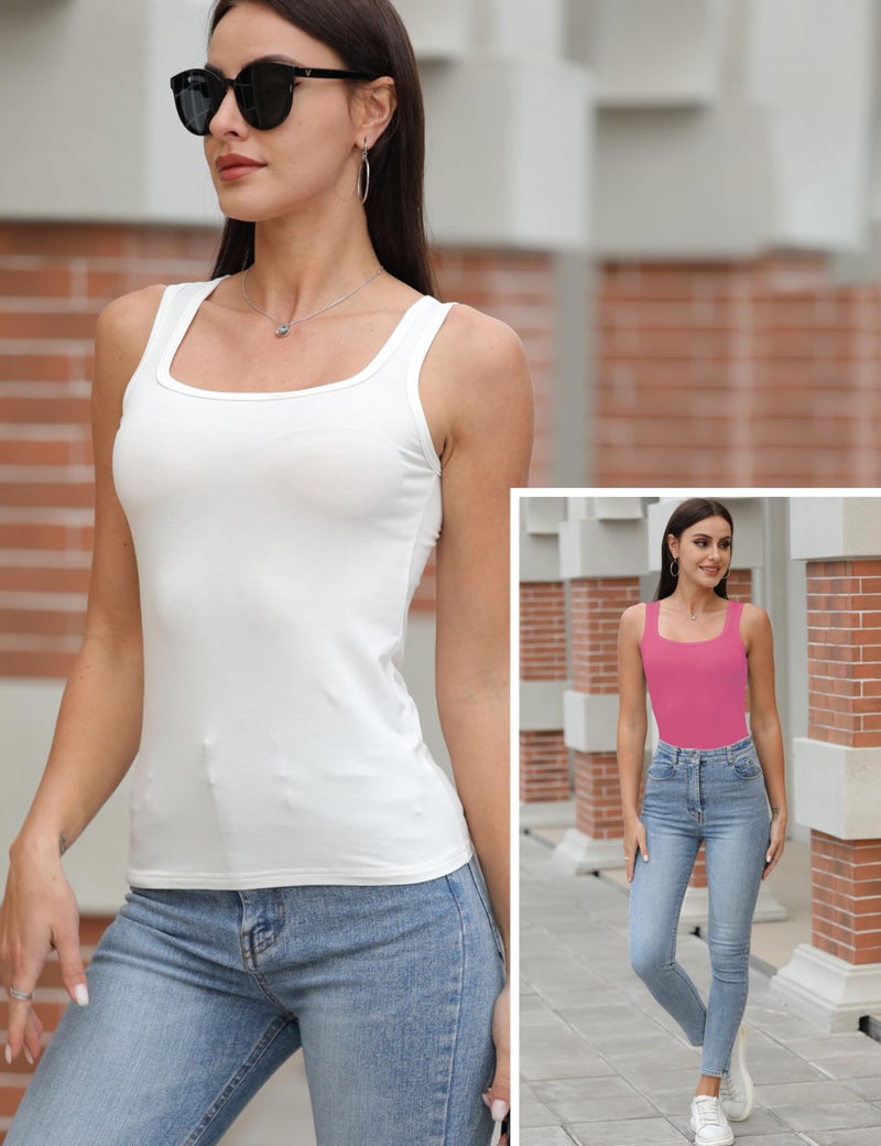 BQTQ 5 Pack Square Neck Tank Tops for Women Sleeveless Ladies Tank Tops Shirts Womens Undershirt Bulk, XL - Image 4