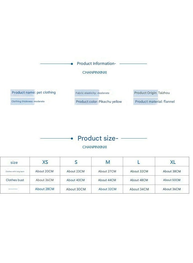 A.M Cute Soft Dog Cat Costume Flannel Small Dog Coat Picachu Lovely Warm Dog Clothes for Winter - Image 4