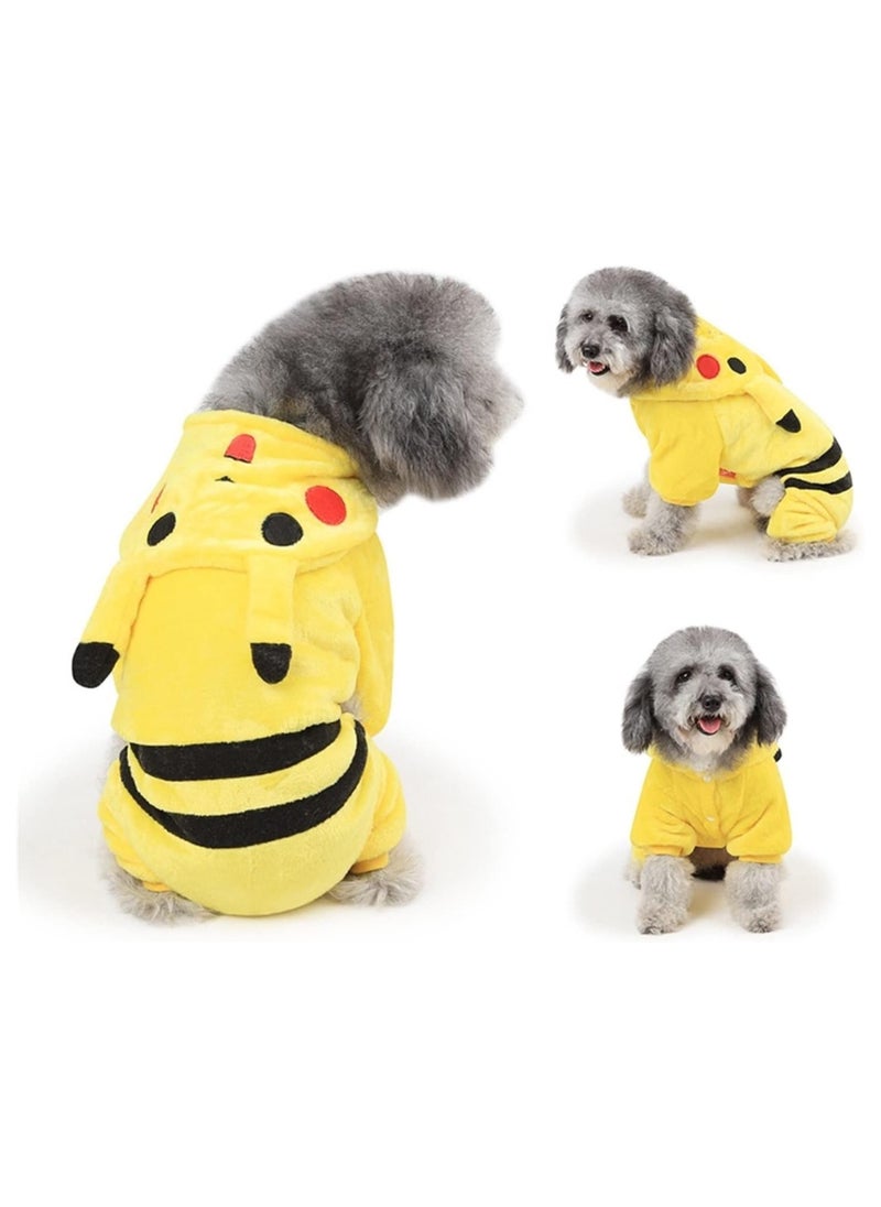 Cute Soft Dog Cat Costume Flannel Small Dog Coat Picachu Lovely Warm Dog Clothes for Winter