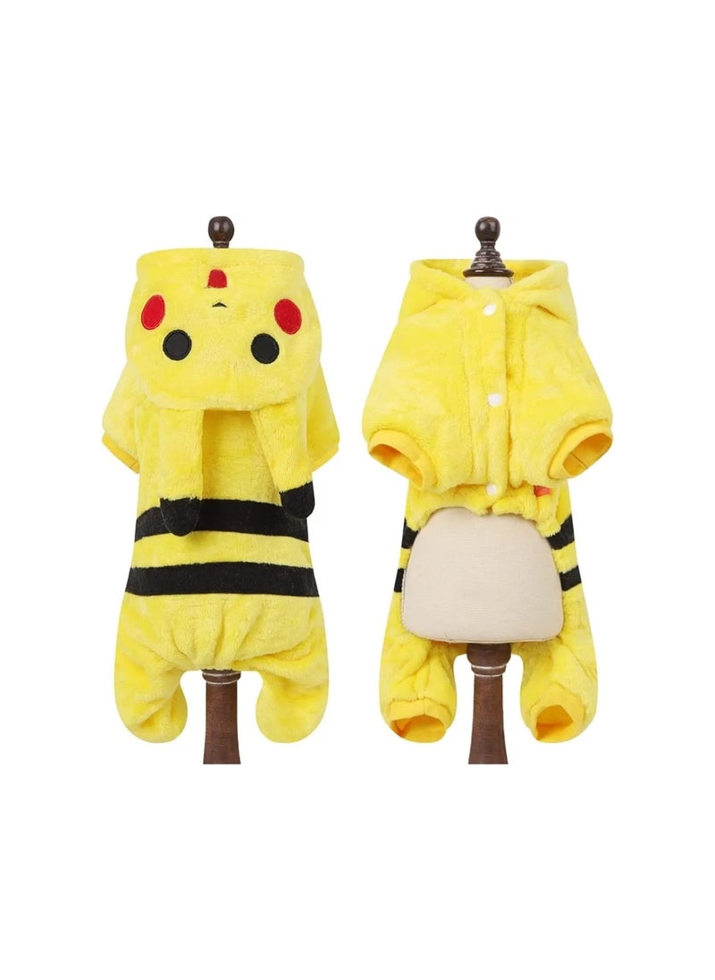 Cute Soft Dog Cat Costume Flannel Small Dog Coat Picachu Lovely Warm Dog Clothes for Winter