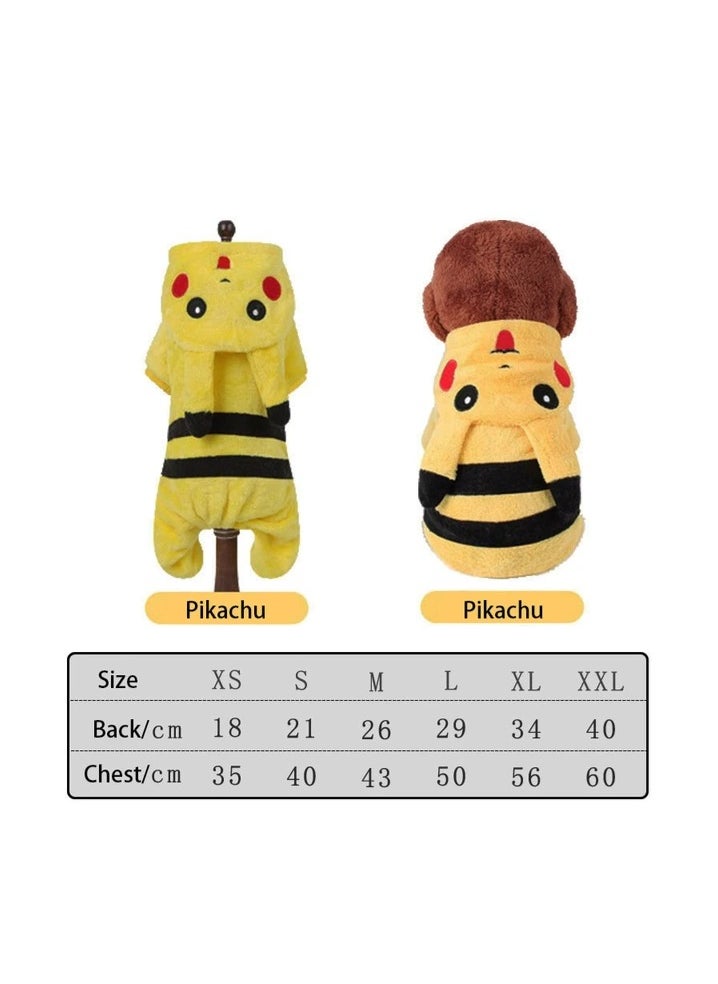 Cute Soft Dog Cat Costume Flannel Small Dog Coat Picachu Lovely Warm Dog Clothes for Winter