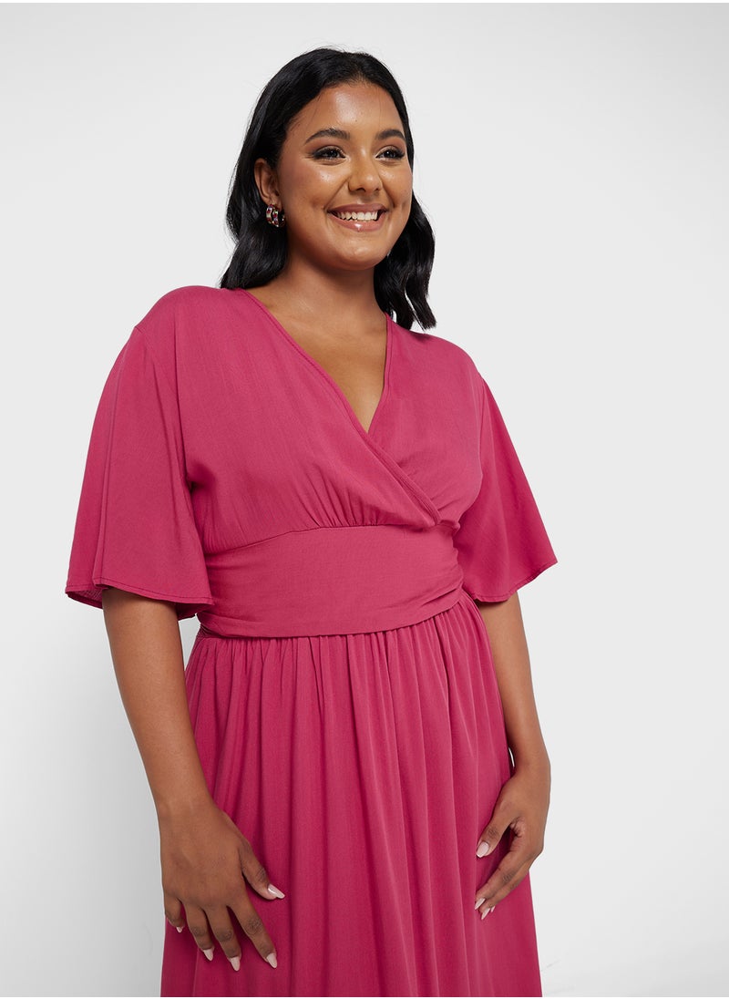 Ginger Plus V Neck Flounce Sleeve Maxi Dress  - Image 3