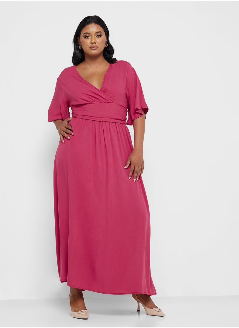 Ginger Plus V Neck Flounce Sleeve Maxi Dress  - Image 4