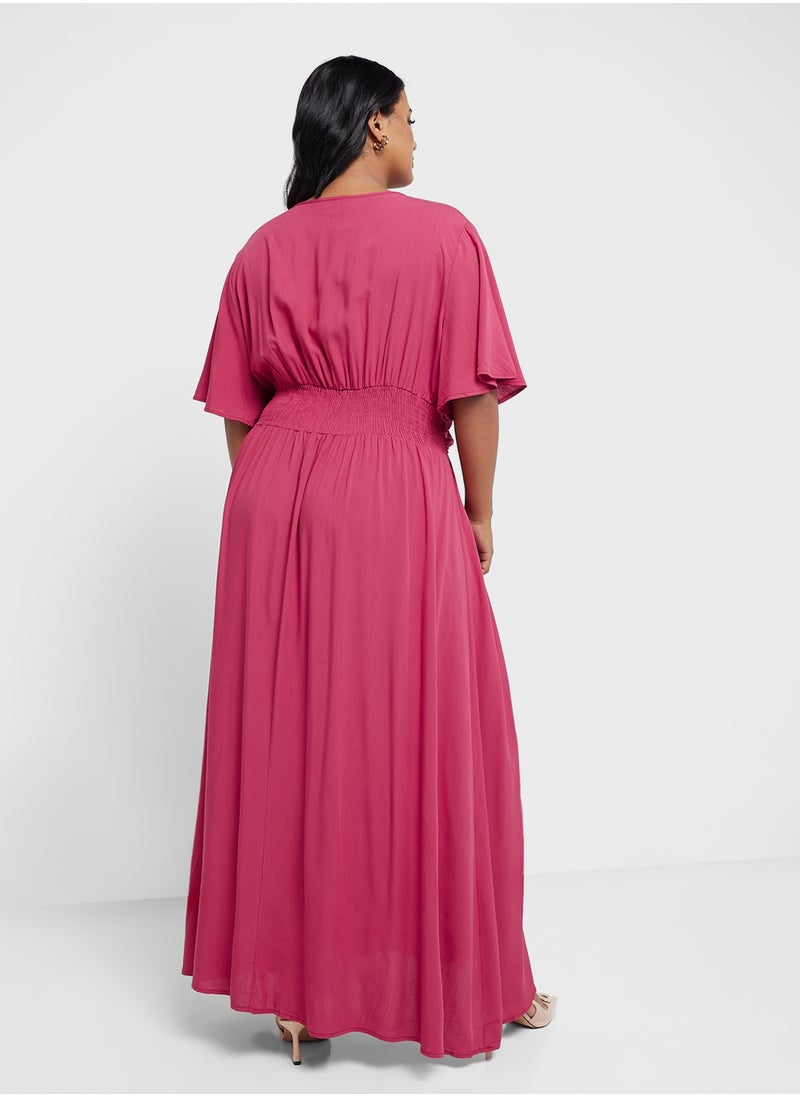 Ginger Plus V Neck Flounce Sleeve Maxi Dress  - Image 2