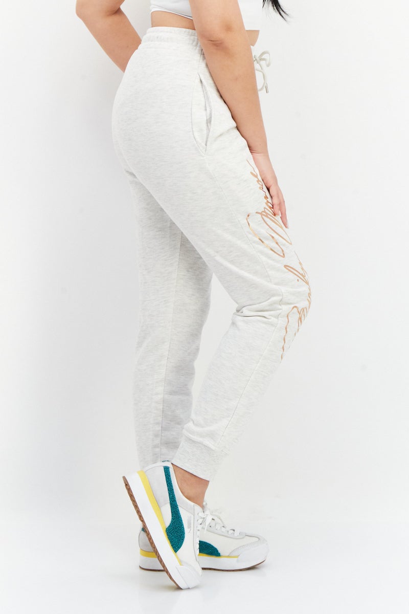 Marilyn Monroe Women Regular Fit Graphic Print Drawstring Jogger Pants, Light Grey - Image 3