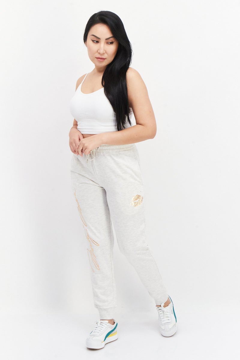 Marilyn Monroe Women Regular Fit Graphic Print Drawstring Jogger Pants, Light Grey - Image 2