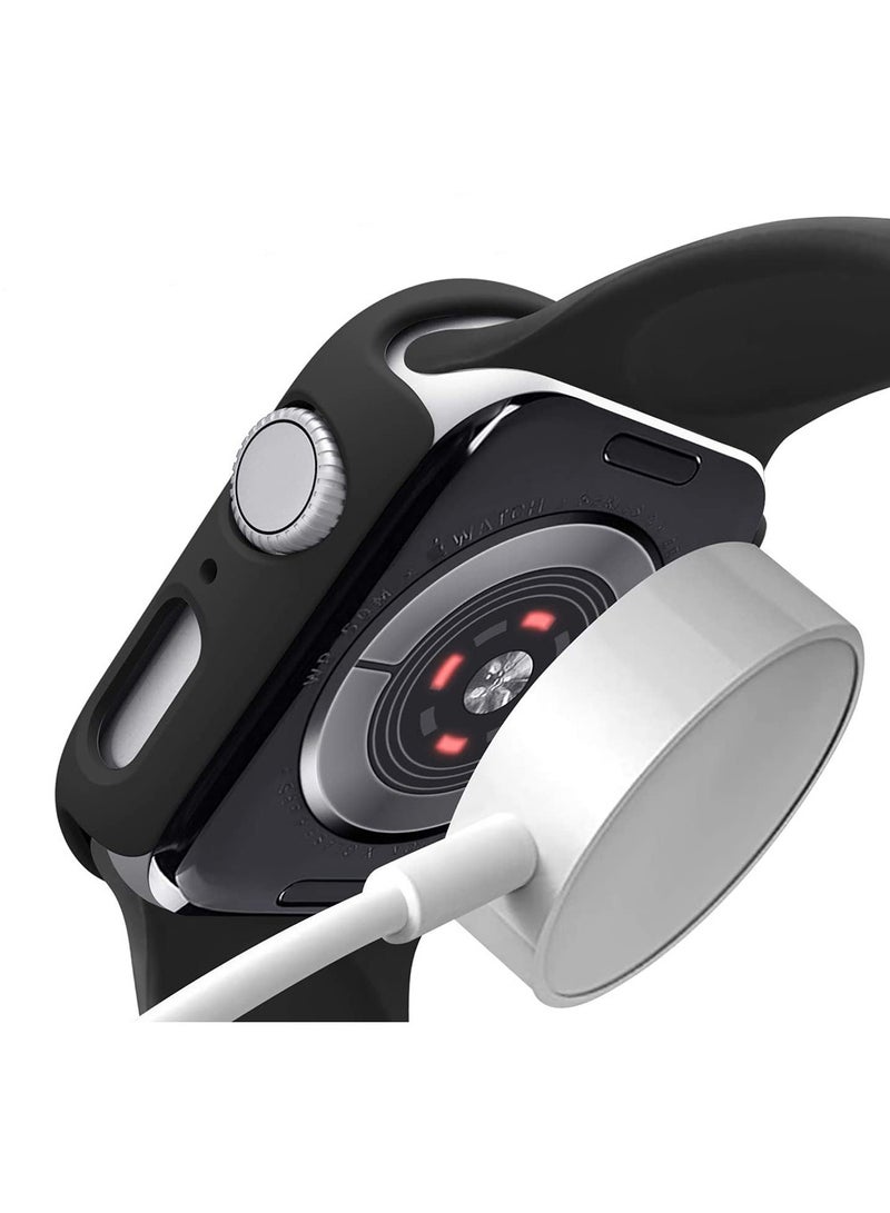 2 Pcs Apple Watch 10 46mm Case with Bling Crystal Diamonds Rhinestone Bumper Cover for Women Girl, hollow out,All-Around Bumper Compatible with iWatch 10 46mm Smart Watch (Clear+Black) - Image 4