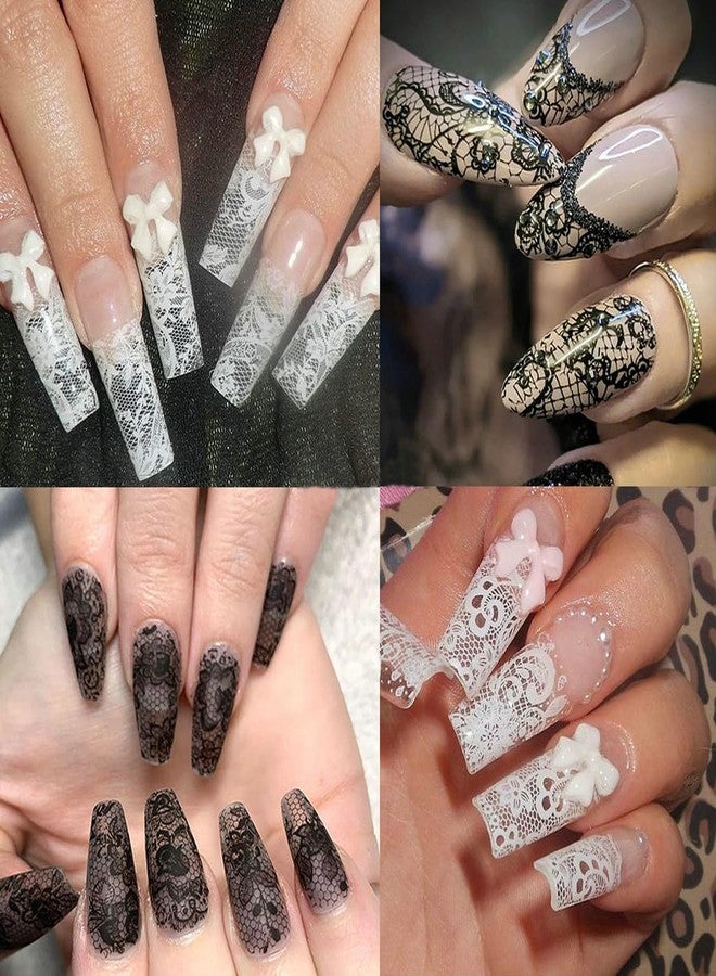 KZBTRBT Holographic Nail Foil Transfer Stickers Black White Lace Laser Foils for kit - Nail Art Supplies Starry Paper Designs for Acrylic Decorations Women Finger Toe DIY Manicure Wraps Nail Decor 10Sheets - Image 2